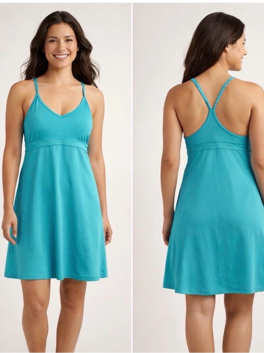 Athleta Beach Swim Dress Built-In Bra Tidal Blue Travel Vacation Padded XS